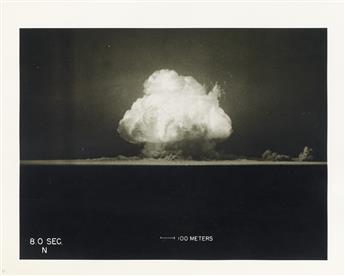 (ATOMIC BOMBS--TRINITY NUCLEAR TEST) A graphic and unfathomable series with 8 photographs by Berlyn Brixner (1911-2009) documenting the